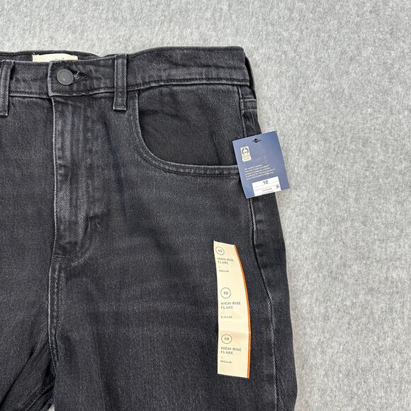 Universal Thread Jeans WMNS 10R Black Wash Denim HighRise Flare Comfort Stretch - Picture 3 of 11